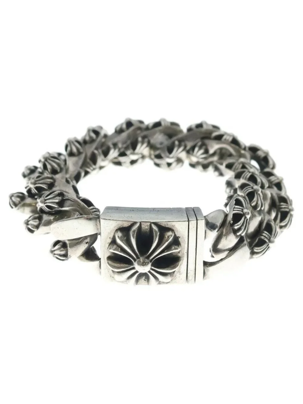 Chrome Hearts Extra Fancy Link Large Chx Box ID Bracelet Silver